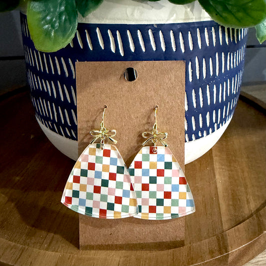 Colorful Checkered Pattern with Gold Bow
