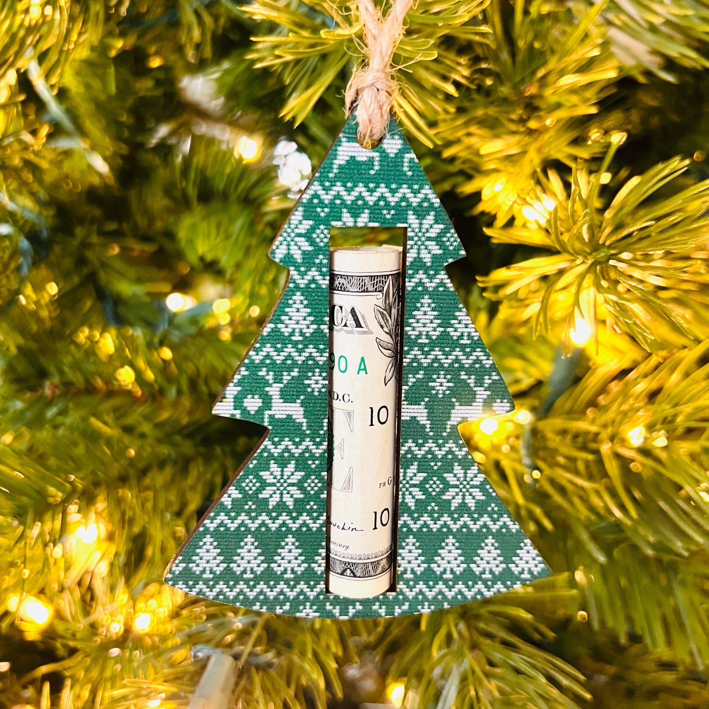 Money Holder Ornament - Ugly Sweater Green